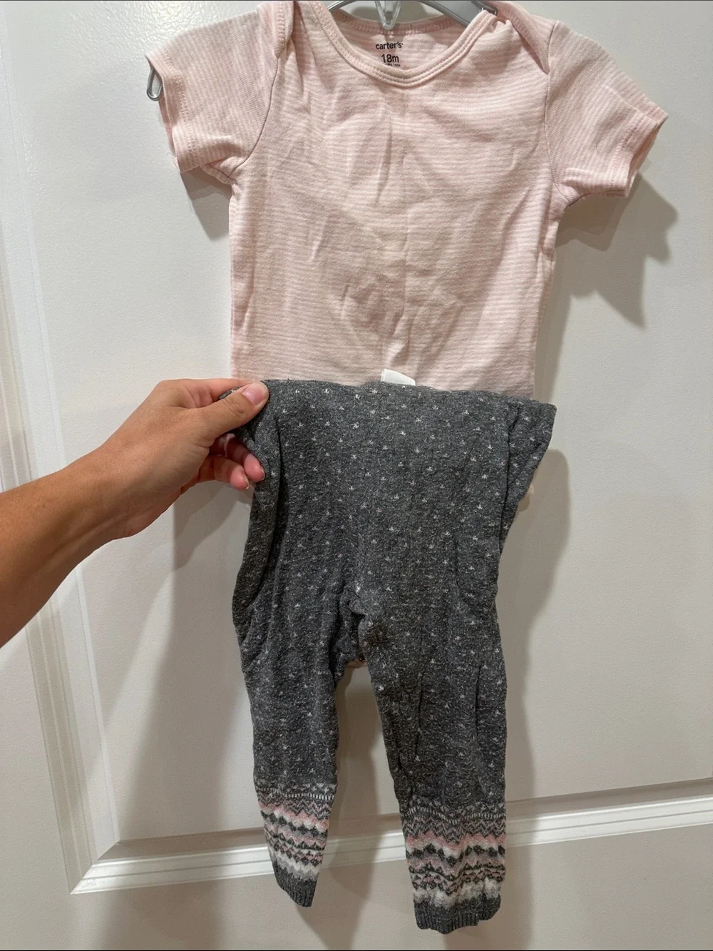 Carter's Pink and White Striped Onsie with H&M knot leggings